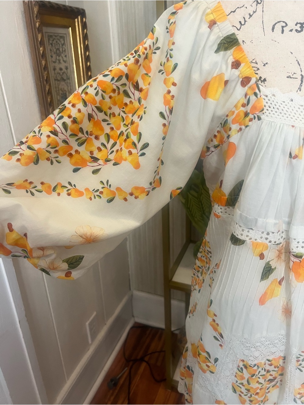 FARM Rio White Midi Dress with Yellow Floral Print - Picture 3 of 5